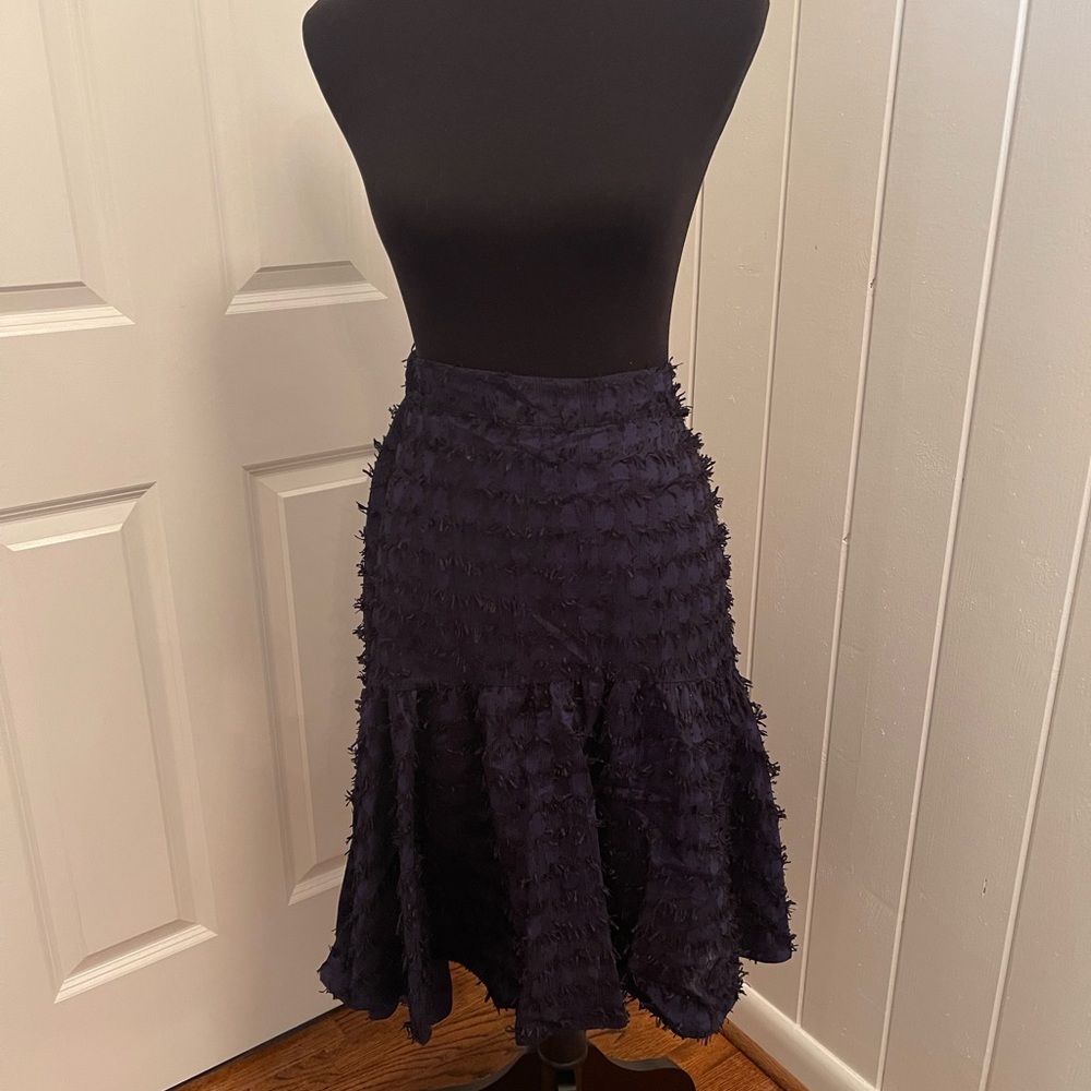 Anthropologie Midnight Blue Textured Midi Skirt